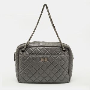 Chanel Reissue Camera Large Grey Quilted Aged Leather Shoulder Bag
